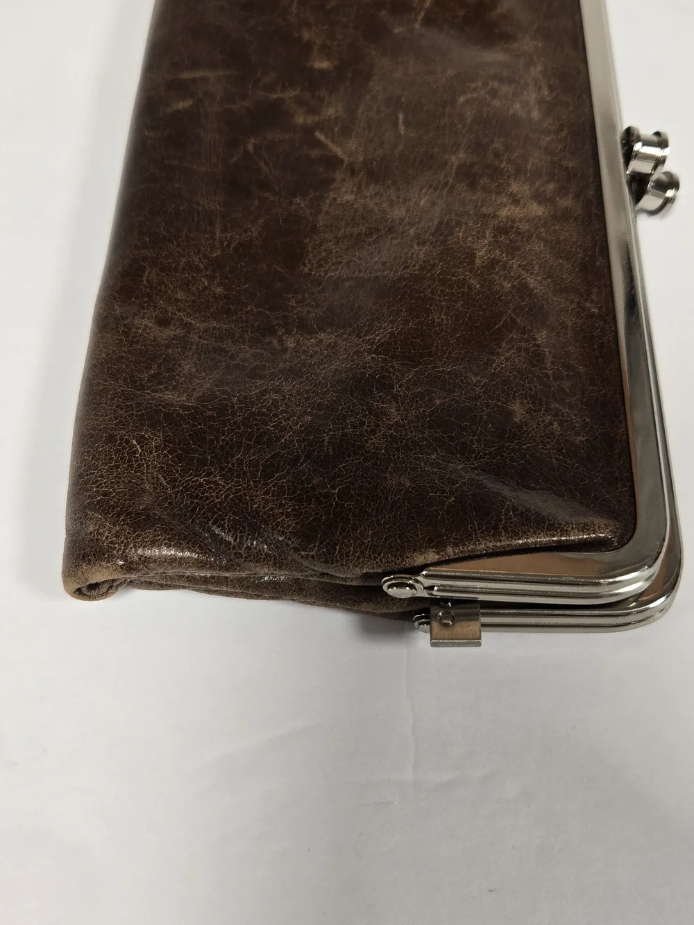 HOBO Dark Brown Leather Frame Clutch